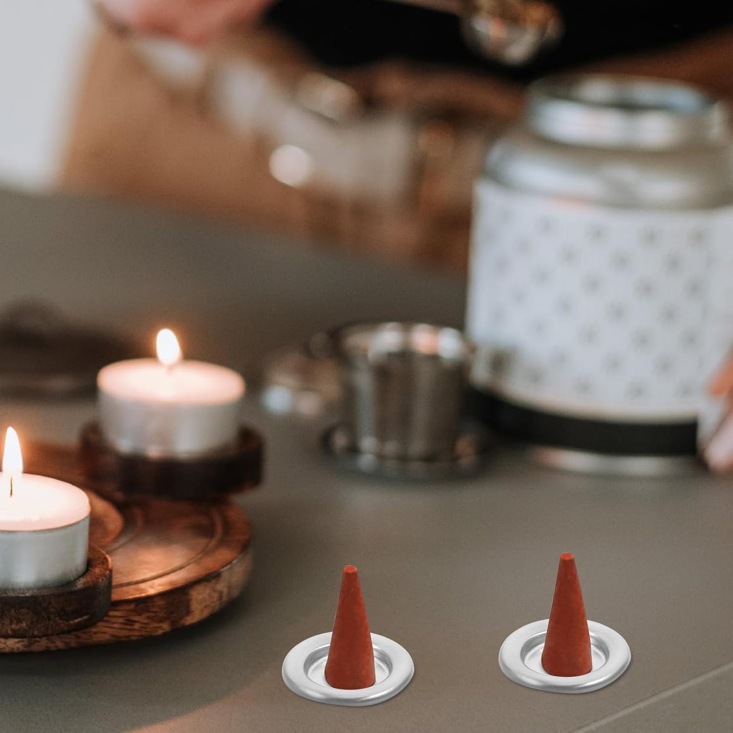 STOBAZA 50pcs Metal Incense Cone Tray for Bedroom Yoga Studio and Sauna Decor