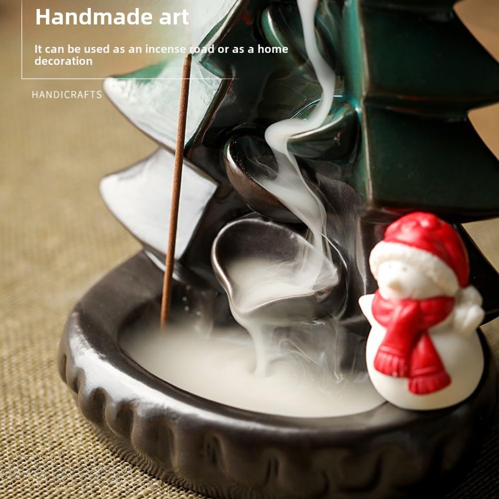 Ceramic Waterfall Incense Burner - Green