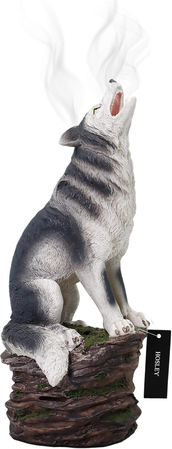 Hosley Resin Wolf Incense Burner 12 Inch