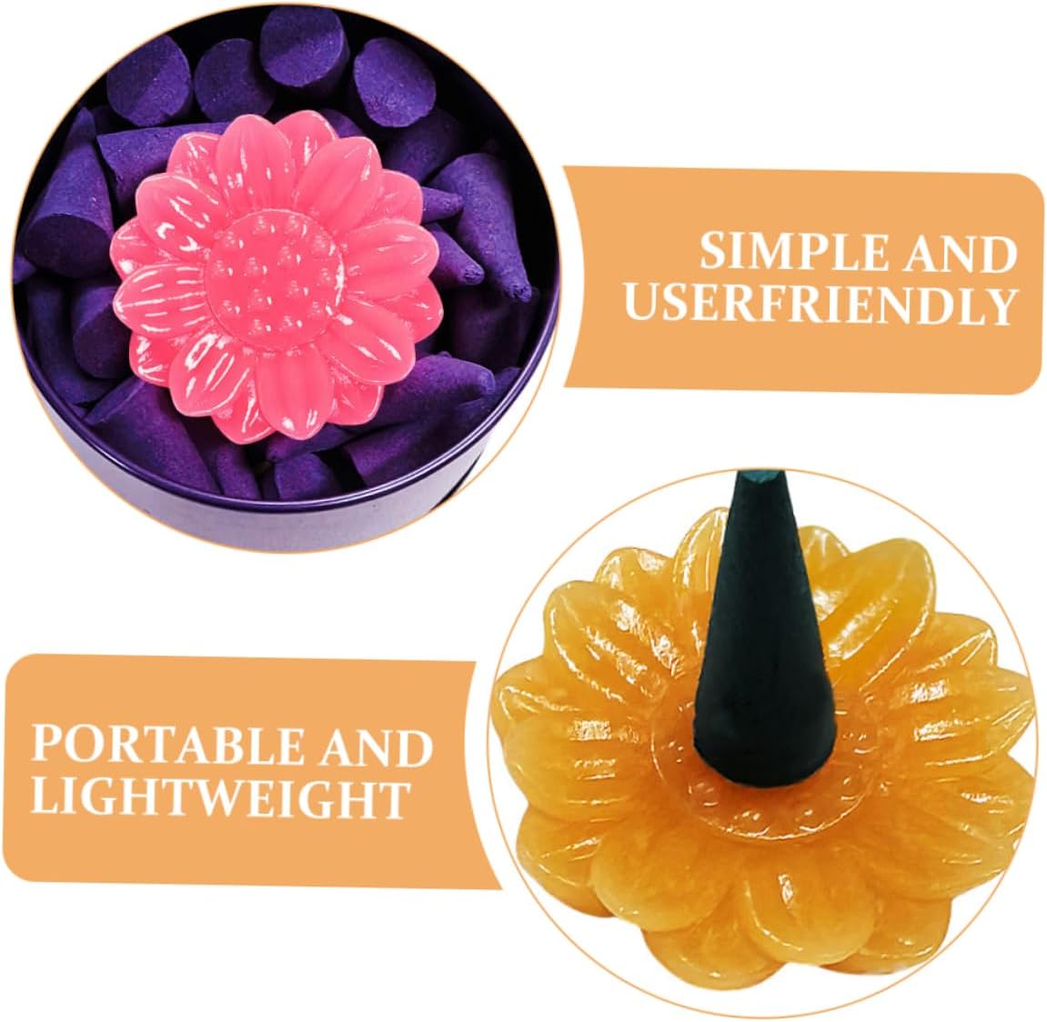 Ciieeo Multicolored Resin Incense Holder Set for Meditation