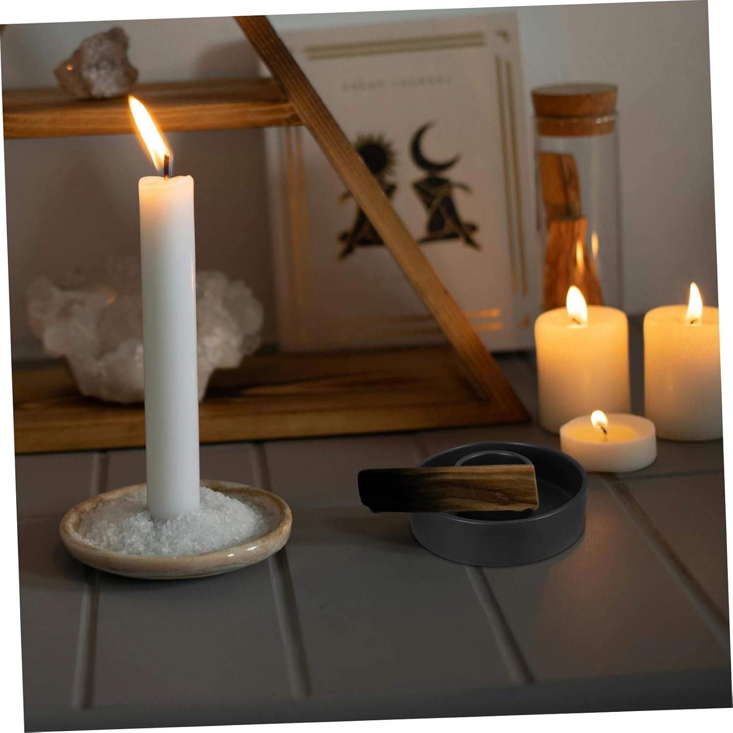 OUNONA Incense Candlestick Sage Ceramic Burner Holder