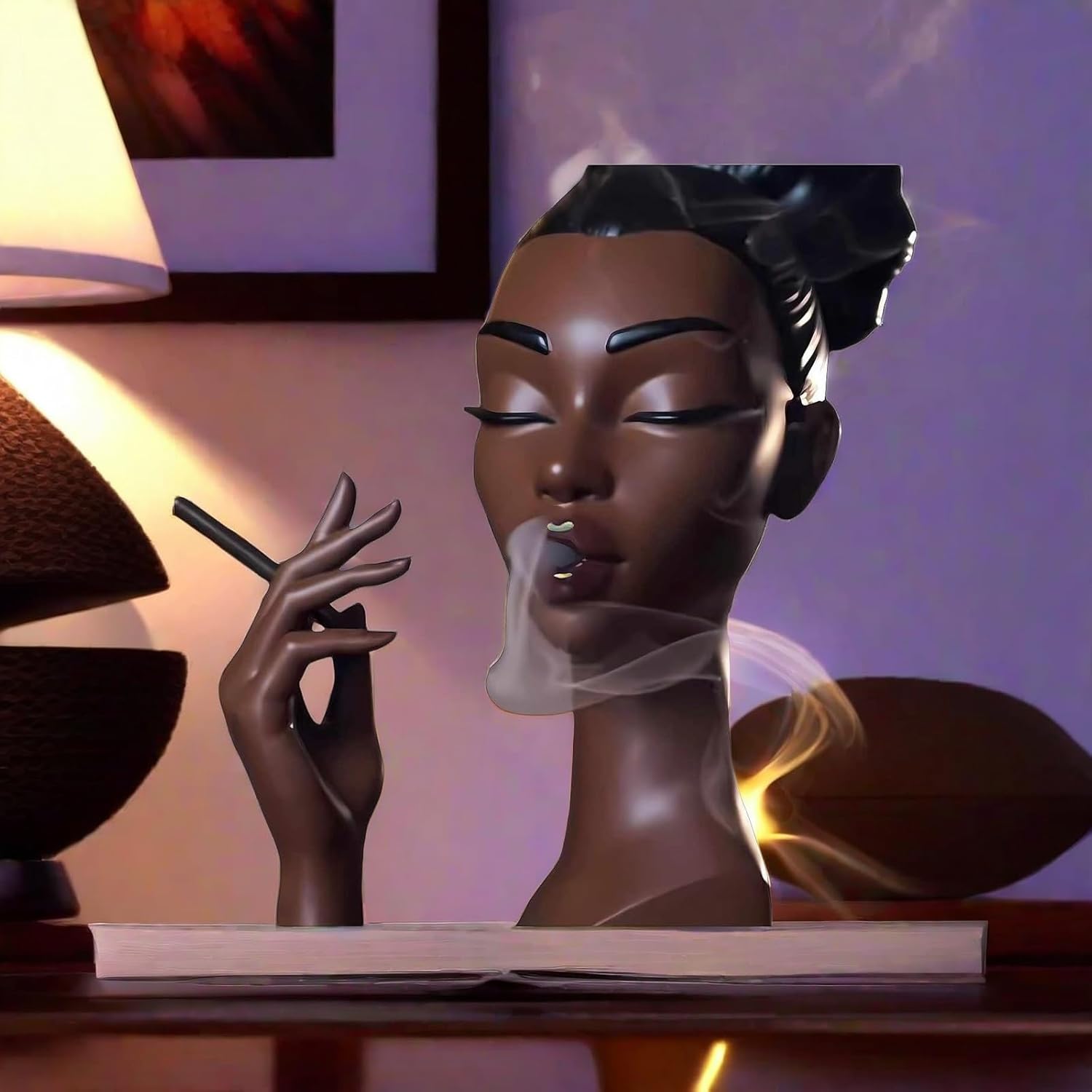 Elegant Black Woman Incense Burner Modern Design