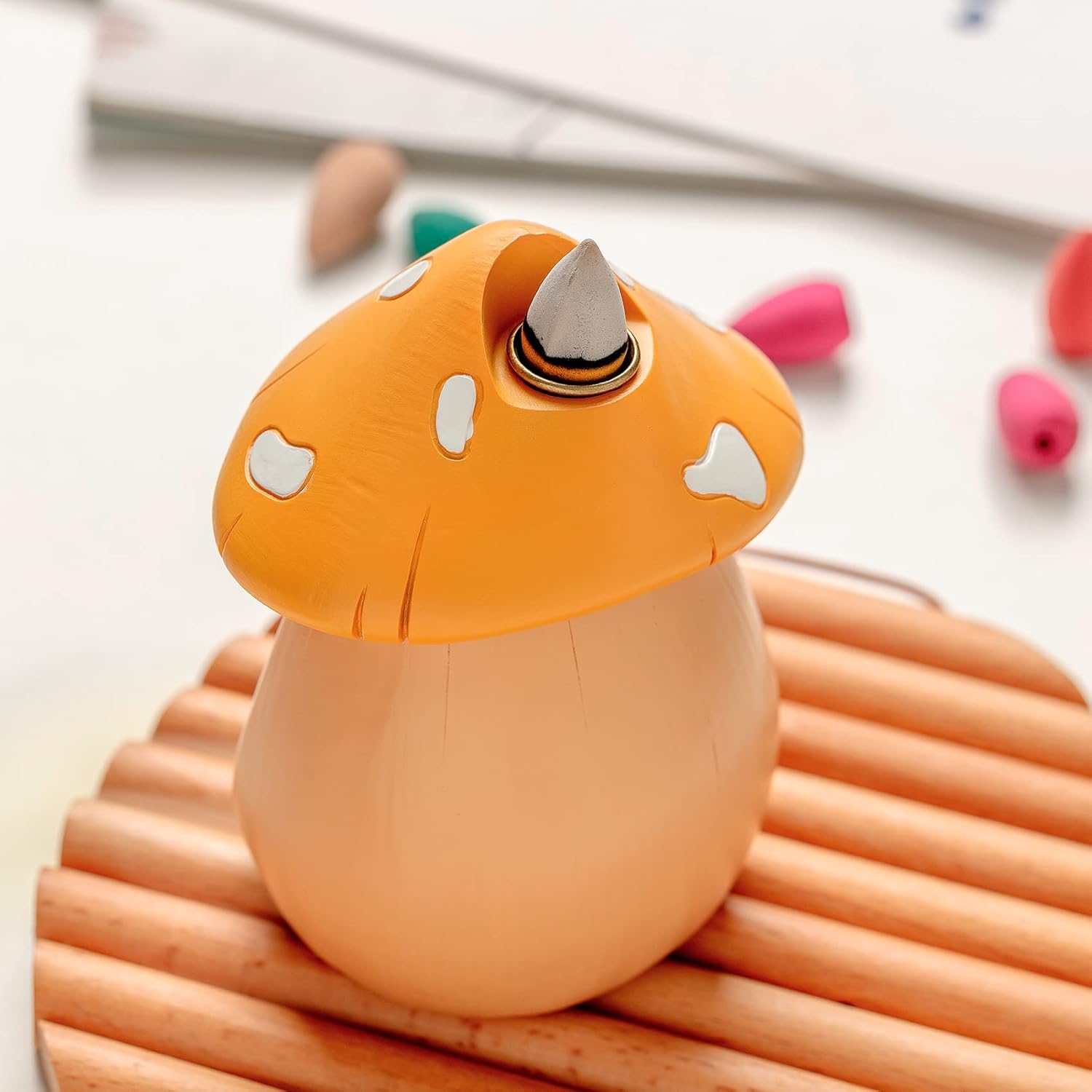 Cute Mushroom Incense Holder with 60 Cones