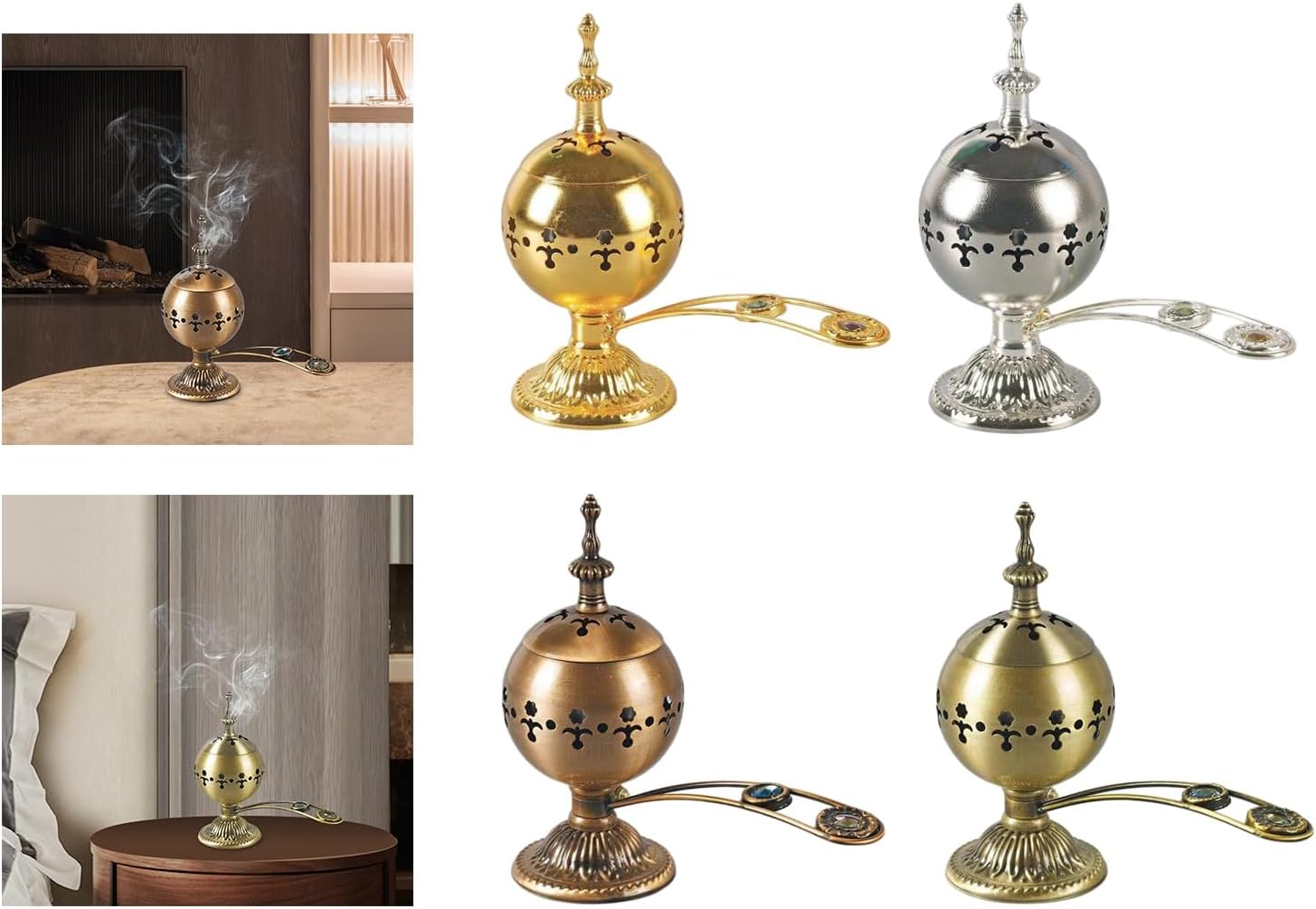 Electric Incense Burner with Gold Finish for Home and Yoga