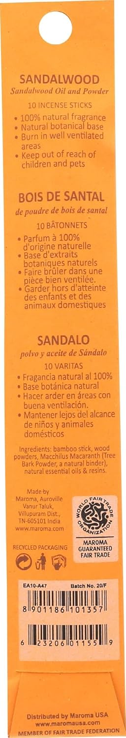 Maroma EDA Incense Sandalwood 10 Count