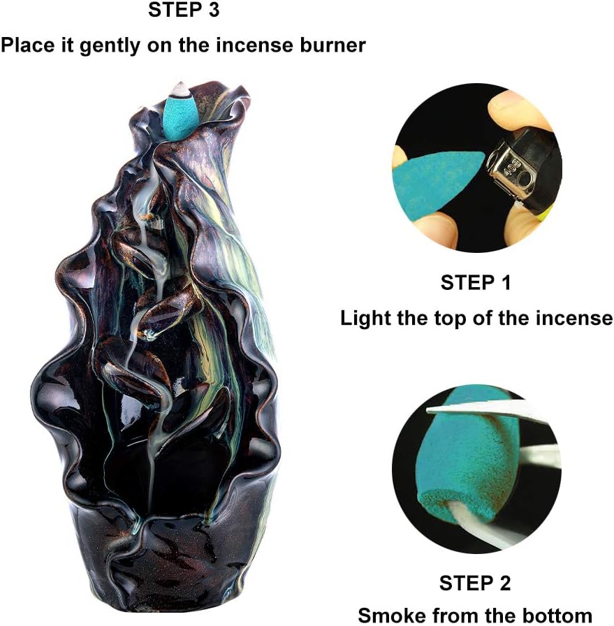 Golden Lotus Leaf Incense Holder Handcrafted Ceramic