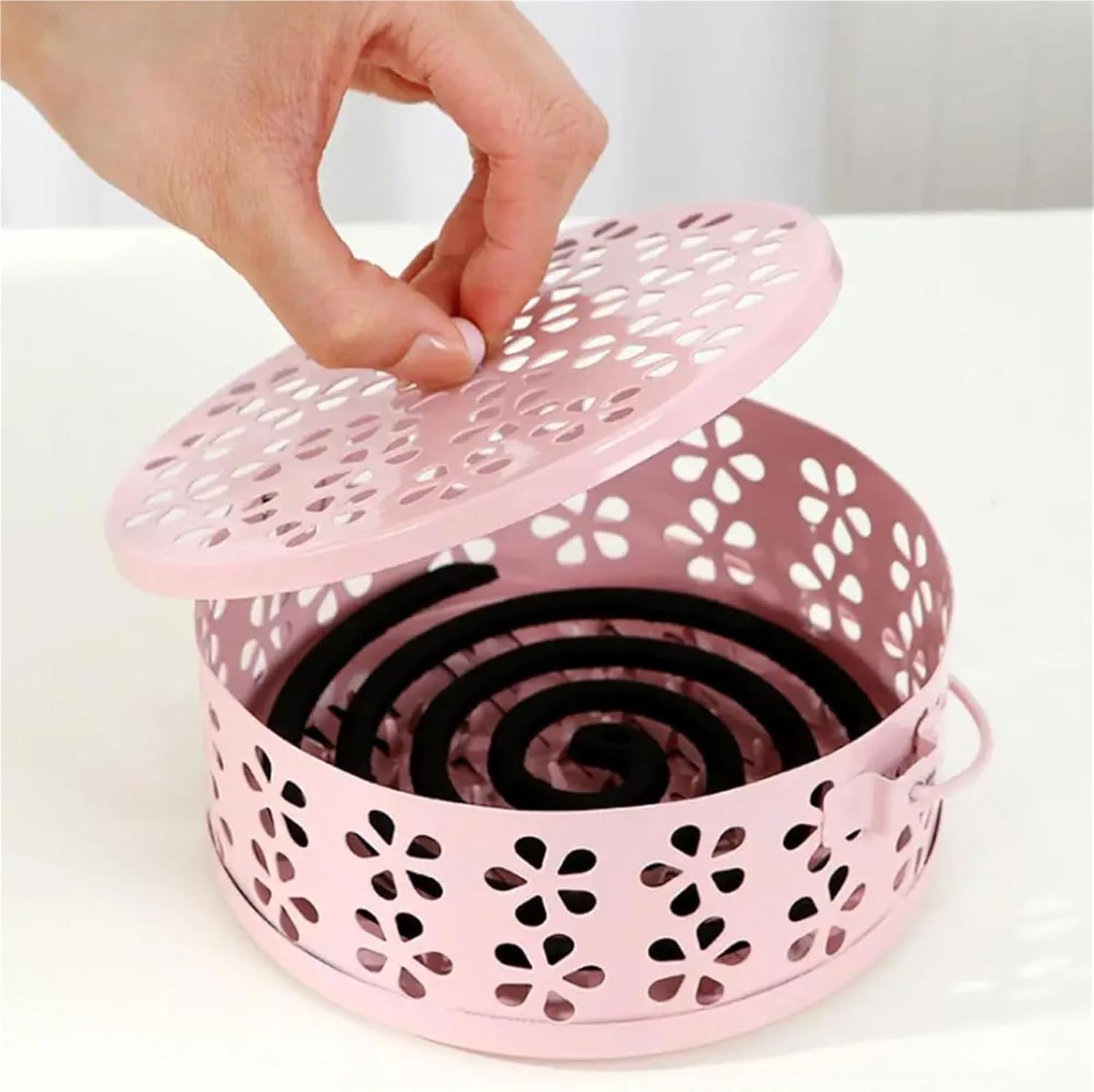 Iron Mosquito Coil Box with Sandalwood Aroma and Ventilation Design