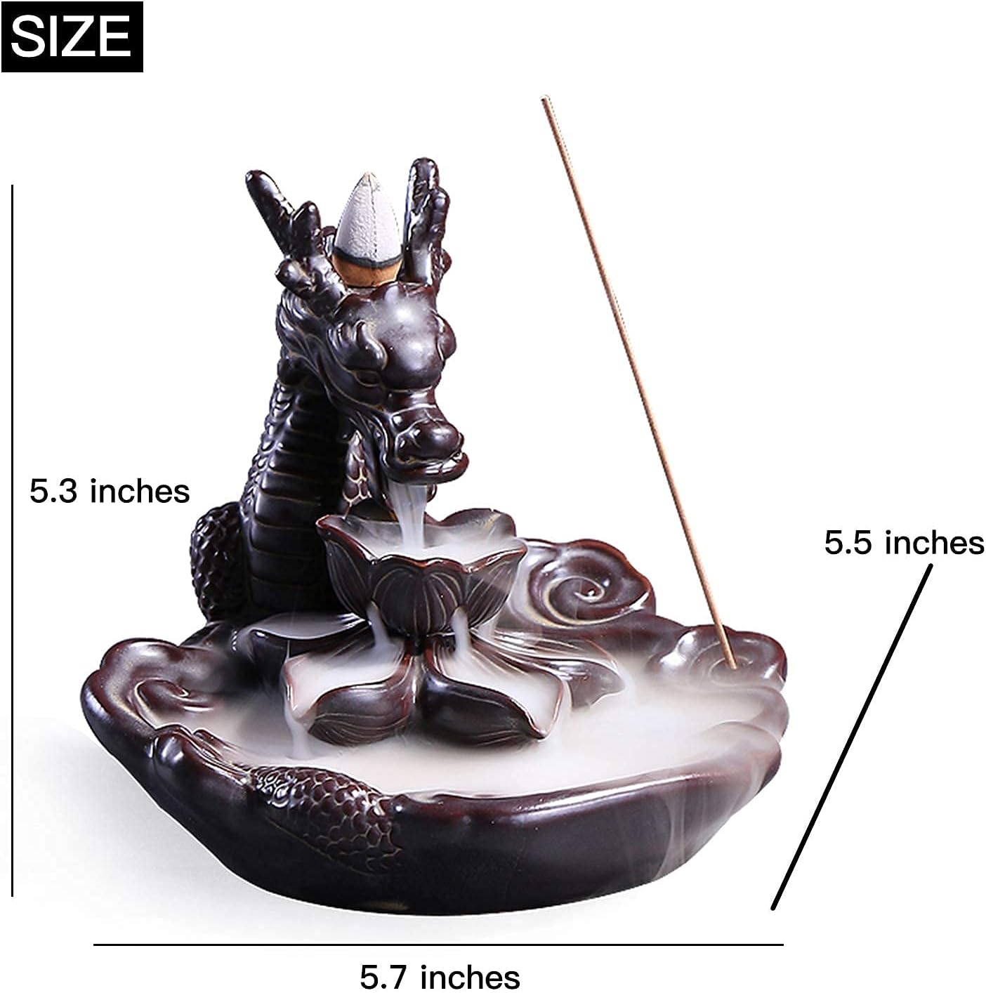 Dragon Incense Burner with Waterfall Effect and Decorative Design