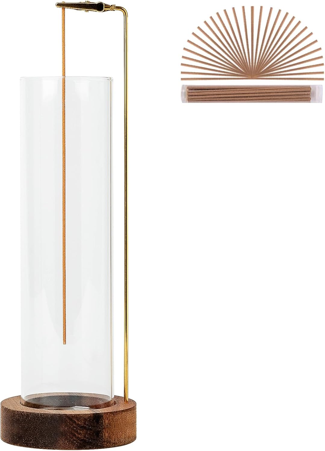 GARMOLY Incense Holder for Sticks - Anti-Ash Burner with Glass Catcher and 30 Sticks
