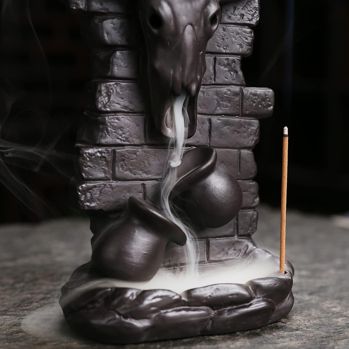 Cone Incense Holder Waterfall - Cool Smoke Backflowing Incense Burner Ceramic Fountain for Sticks and Cones
