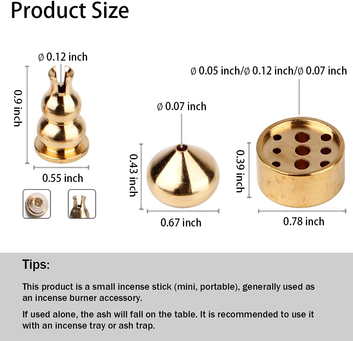 3 in 1 Brass Incense Holder with Easy Emptying Design