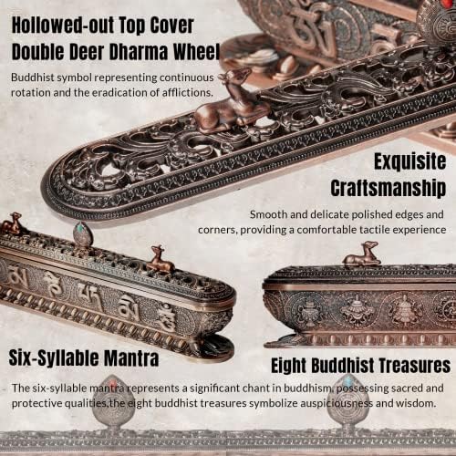 Red Bronze Incense Holder for Sticks - Decor and Burner with Ash Catcher