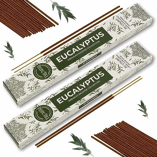 Eucalyptus Incense Sticks - 40 Sticks Dual Pack for Home Use
