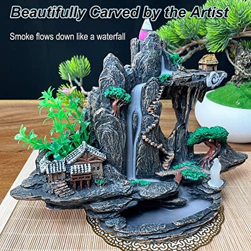 Mountain Waterfall Incense Burner with Upgraded Cones and Accessories