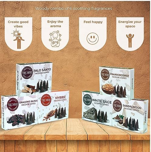 Trumiri Woody Incense Cones Variety Pack 60 Pieces