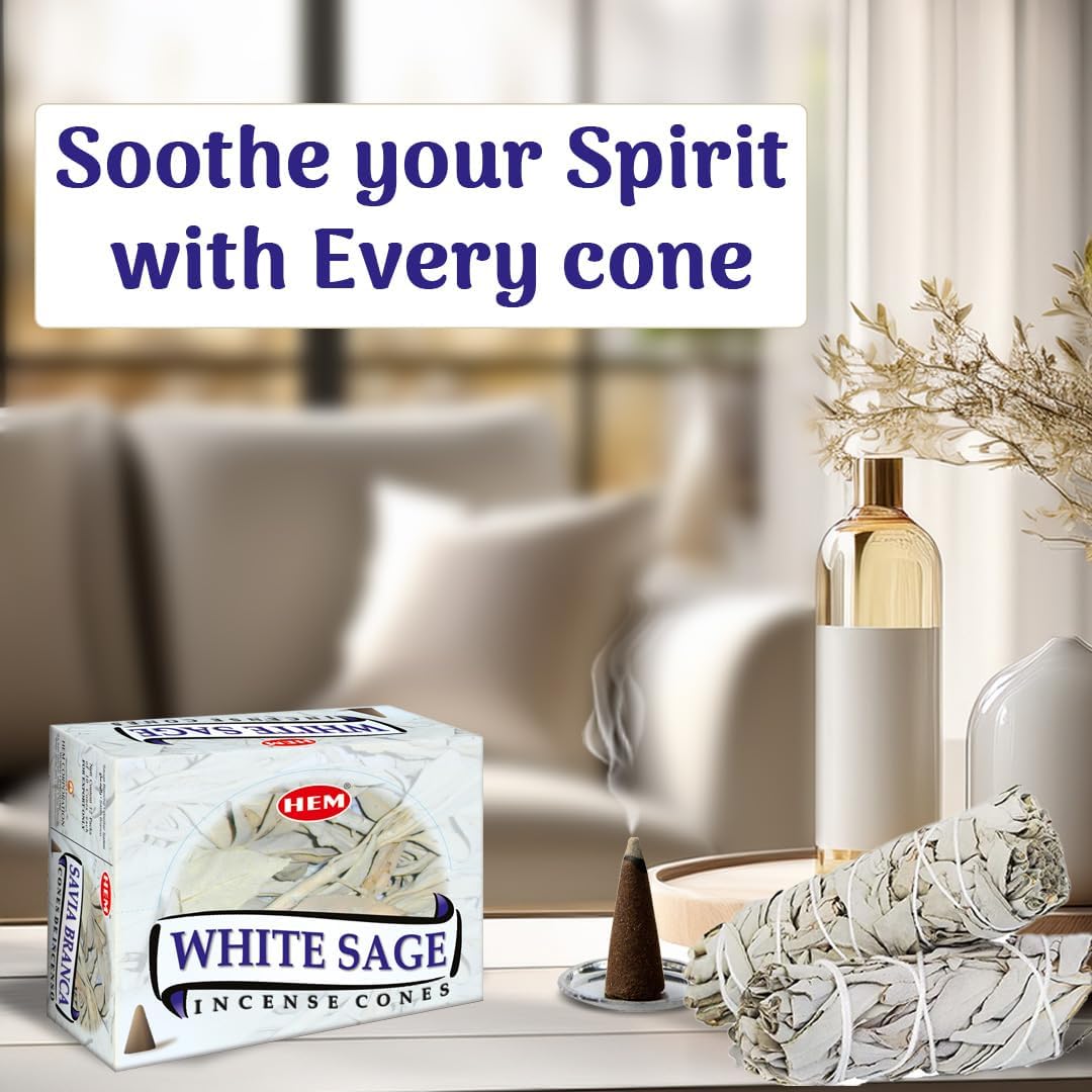 HEM White Sage Cones Pack of 12 10 Cones Each