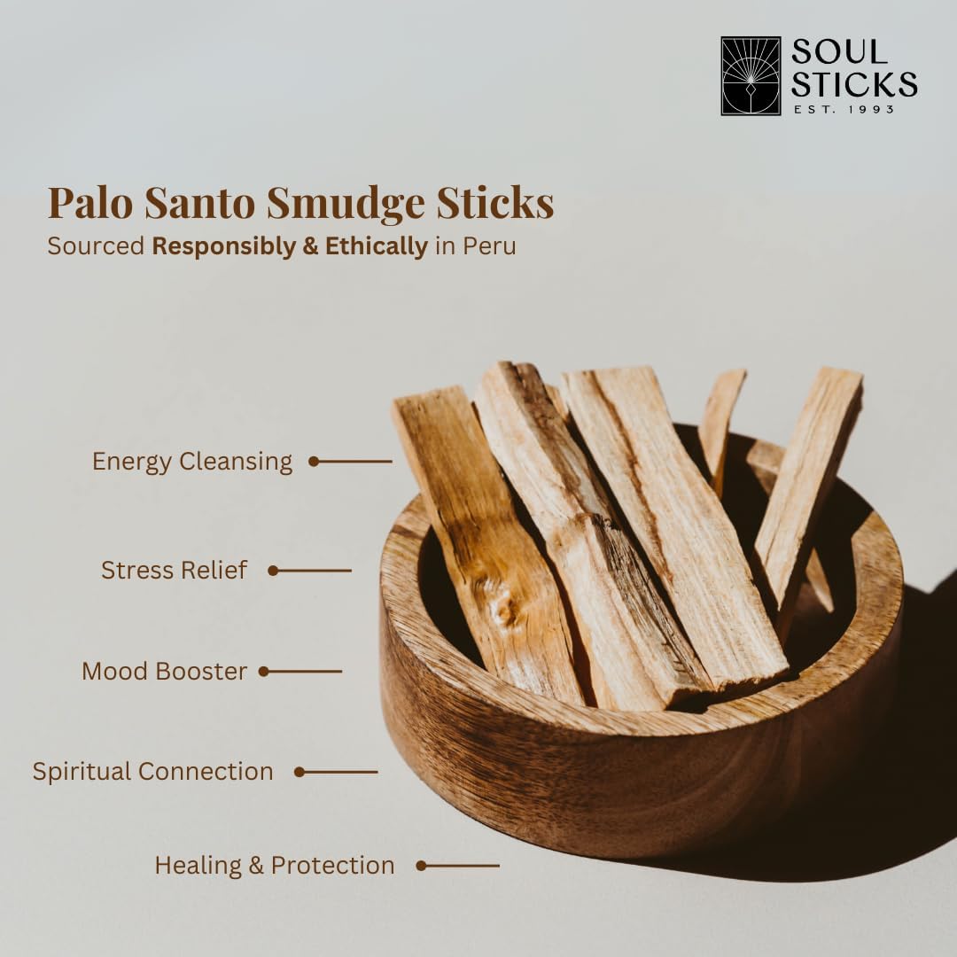 Ancientveda Peruvian Palo Santo Sticks 12 Pack with Smudge Guide