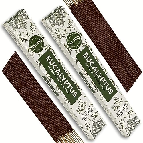 Eucalyptus Incense Sticks - 40 Sticks Dual Pack for Home Use