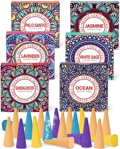 Incense Cones Set - Lavender Jasmine Sandalwood Palo Santo Rose White Sage