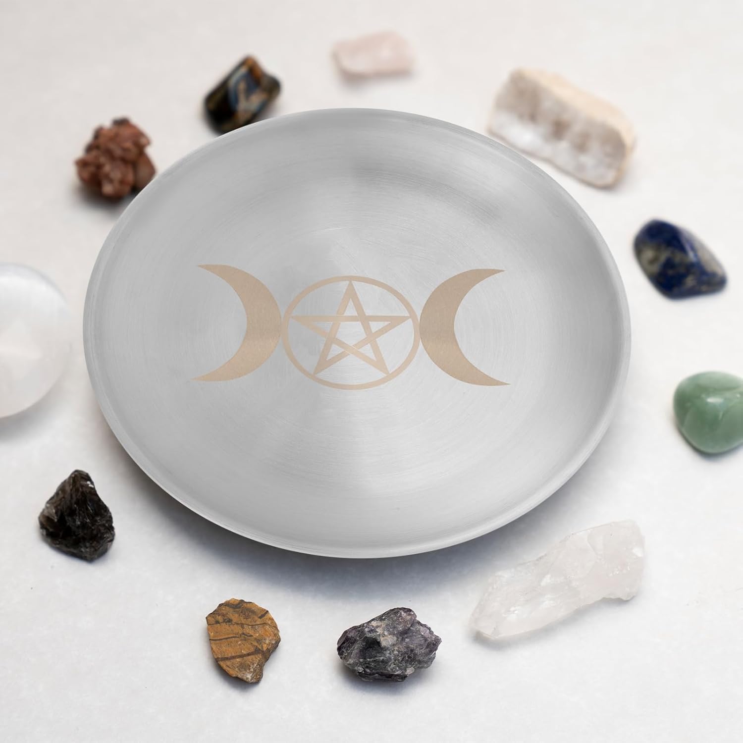 Wiccan Altar Plate with Pentagram Design