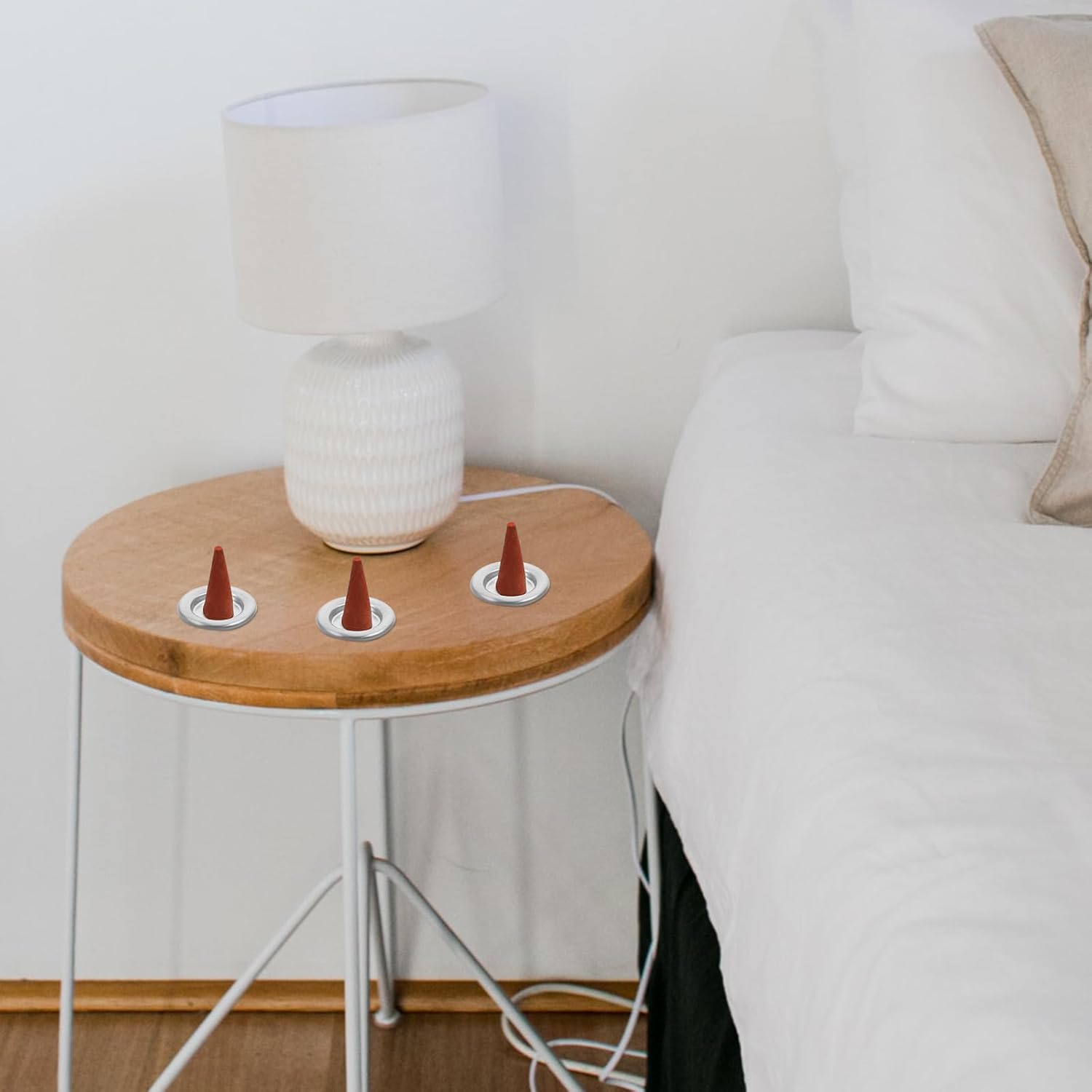 STOBAZA 50pcs Metal Incense Cone Tray for Bedroom Yoga Studio and Sauna Decor