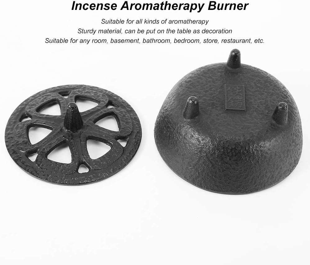 Gsycle Incense Burner Cast Iron Lotus Shape Censer With Lid