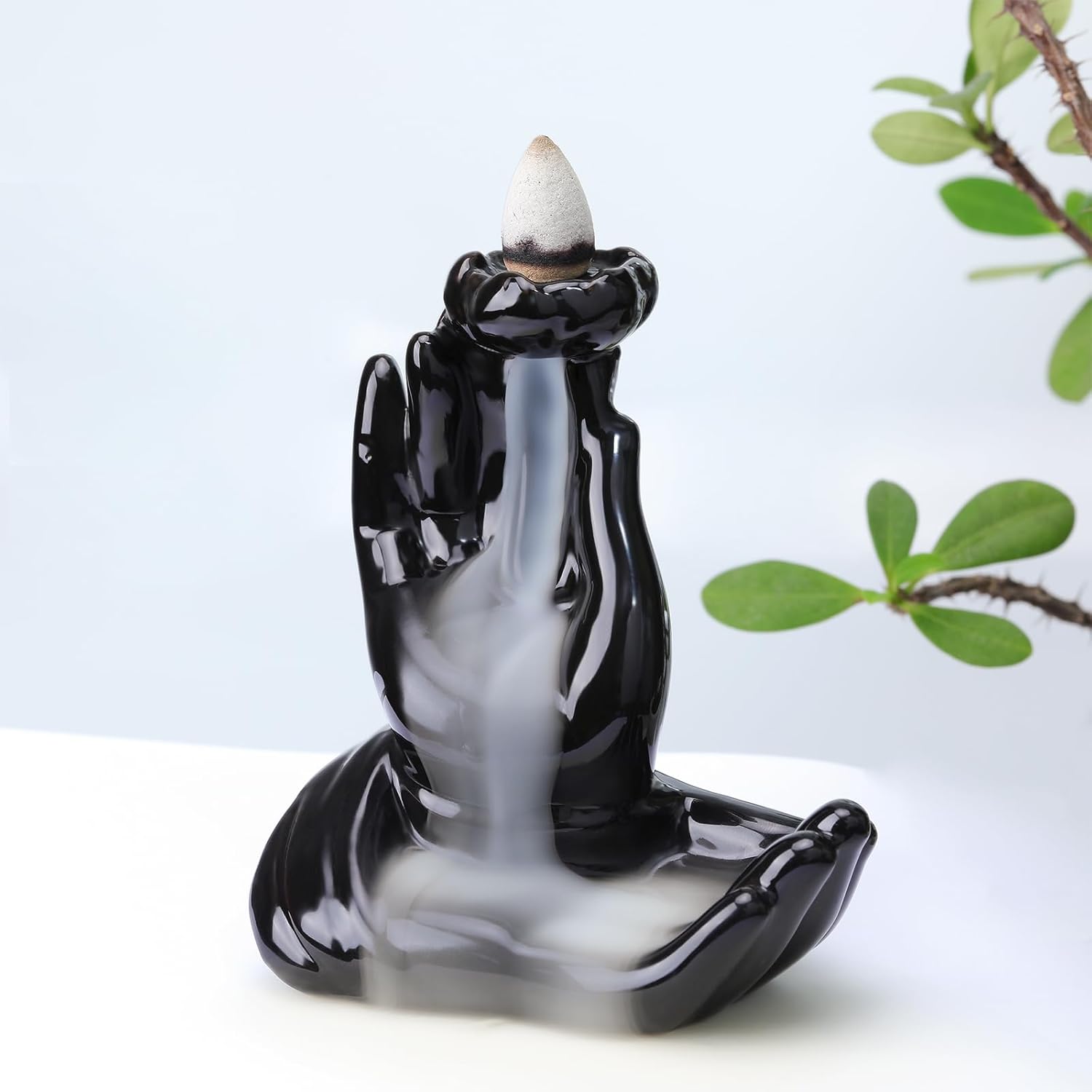 Buddha Hand Incense Burner with Waterfall Effect