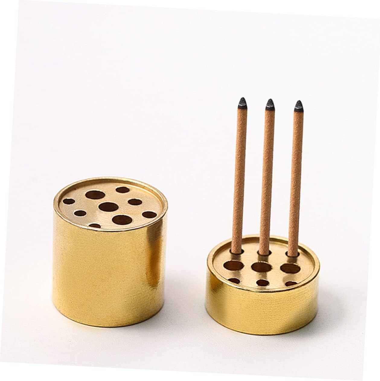 VOSAREA 4pcs Multi-Hole Incense Holder Brass Tower