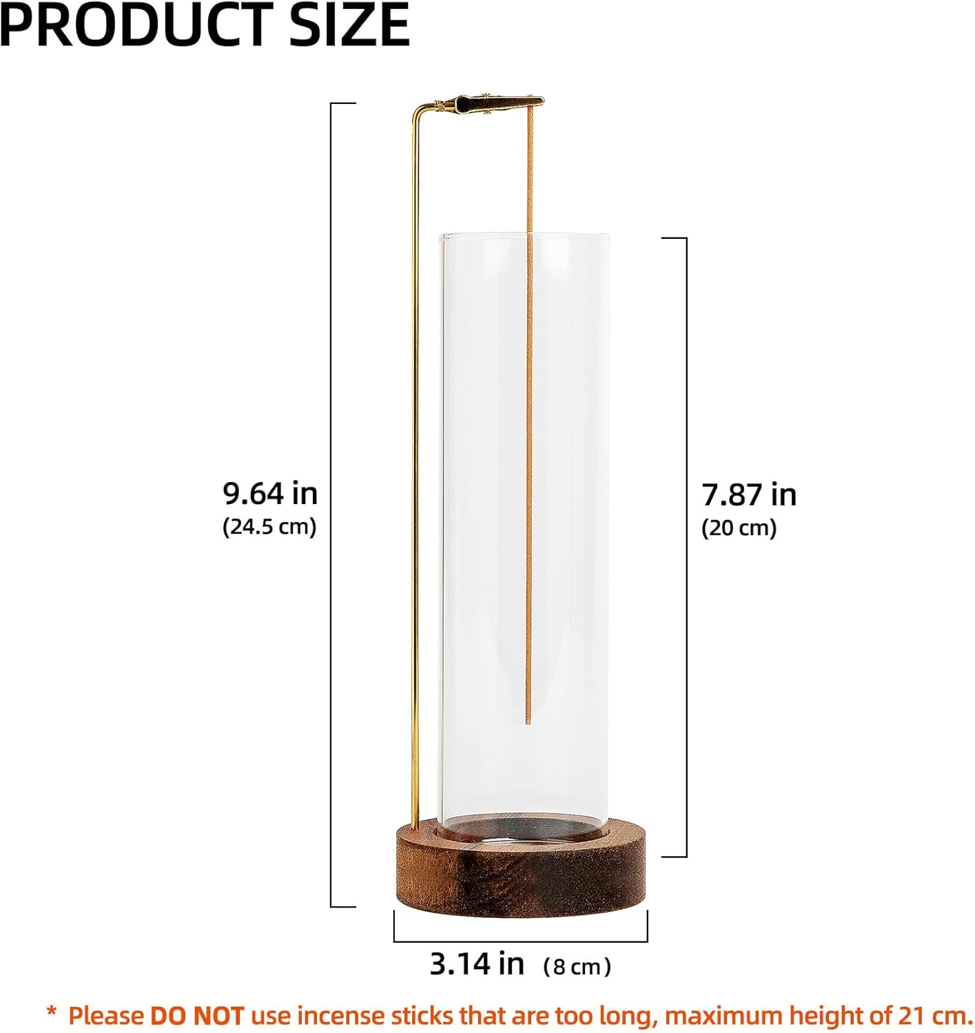 GARMOLY Incense Holder for Sticks - Anti-Ash Burner with Glass Catcher and 30 Sticks