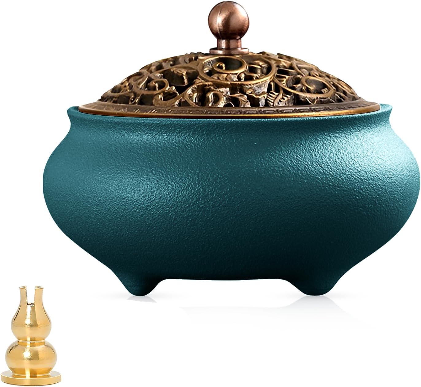 Coil Incense Burner with Fireproof Pad and Alloy Lid