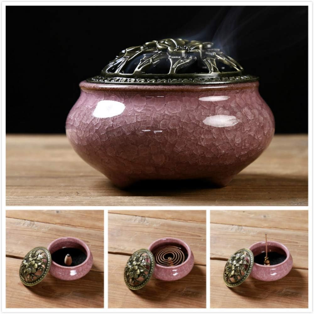 Violet Ceramic Incense Burner with Stick Holder