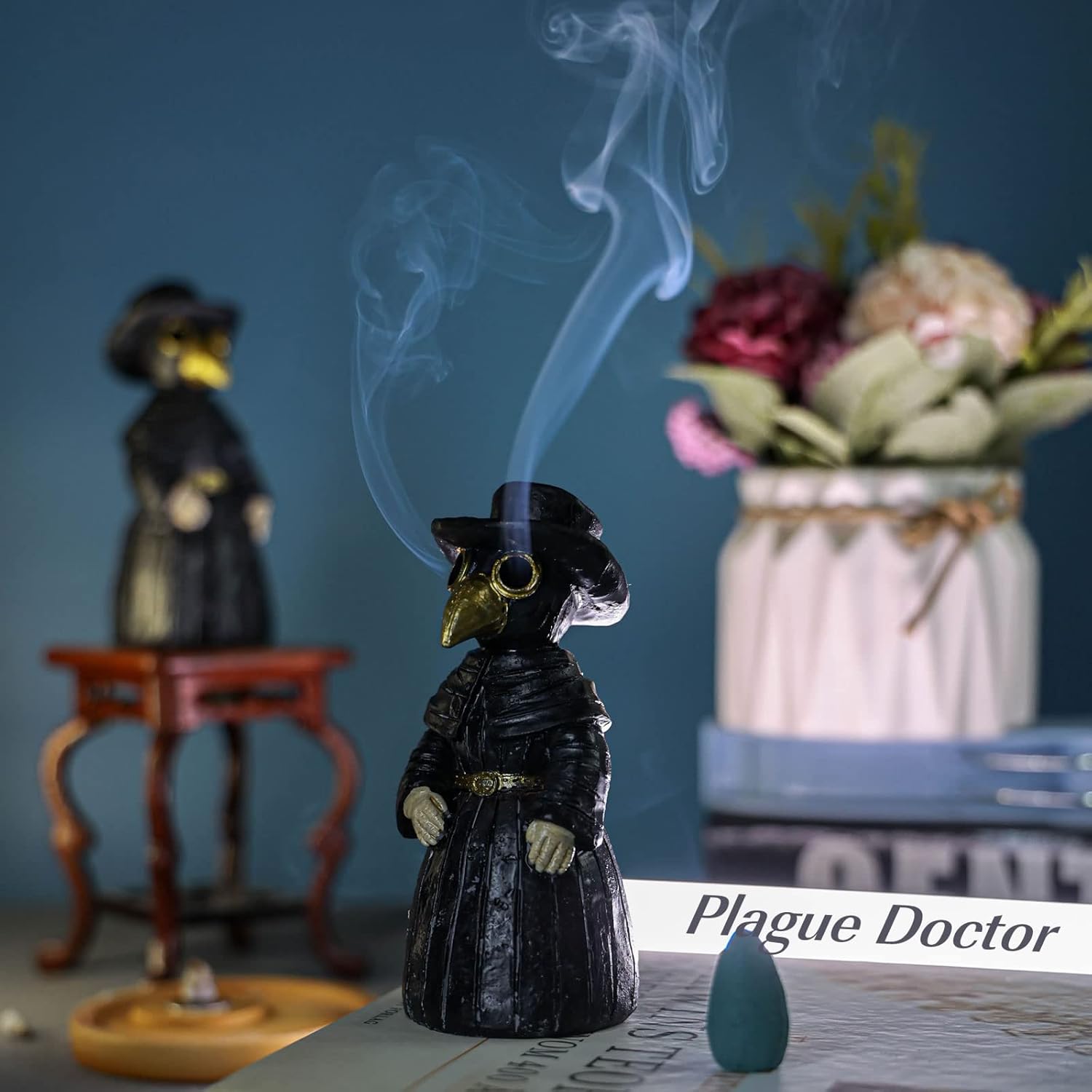 Plague Doctor Incense Burner with Smoky Eyes