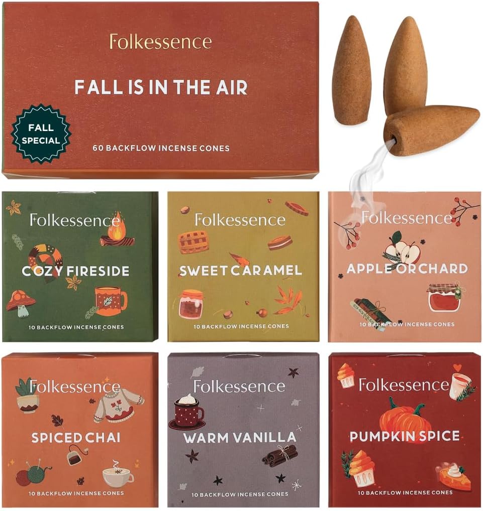 Folkulture Fall Backflow Incense Cones Set of 6