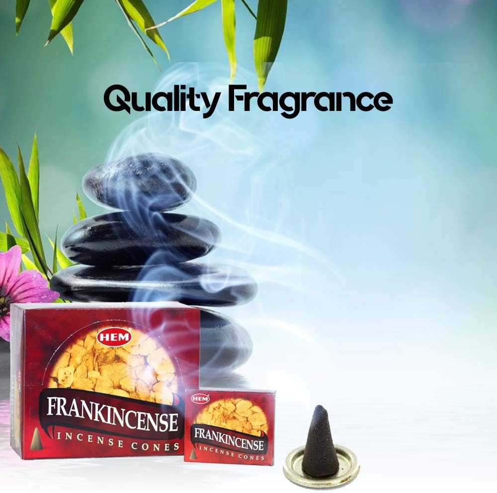 HEM Frankincense Incense Cones 120 Count for Positivity and Relaxation