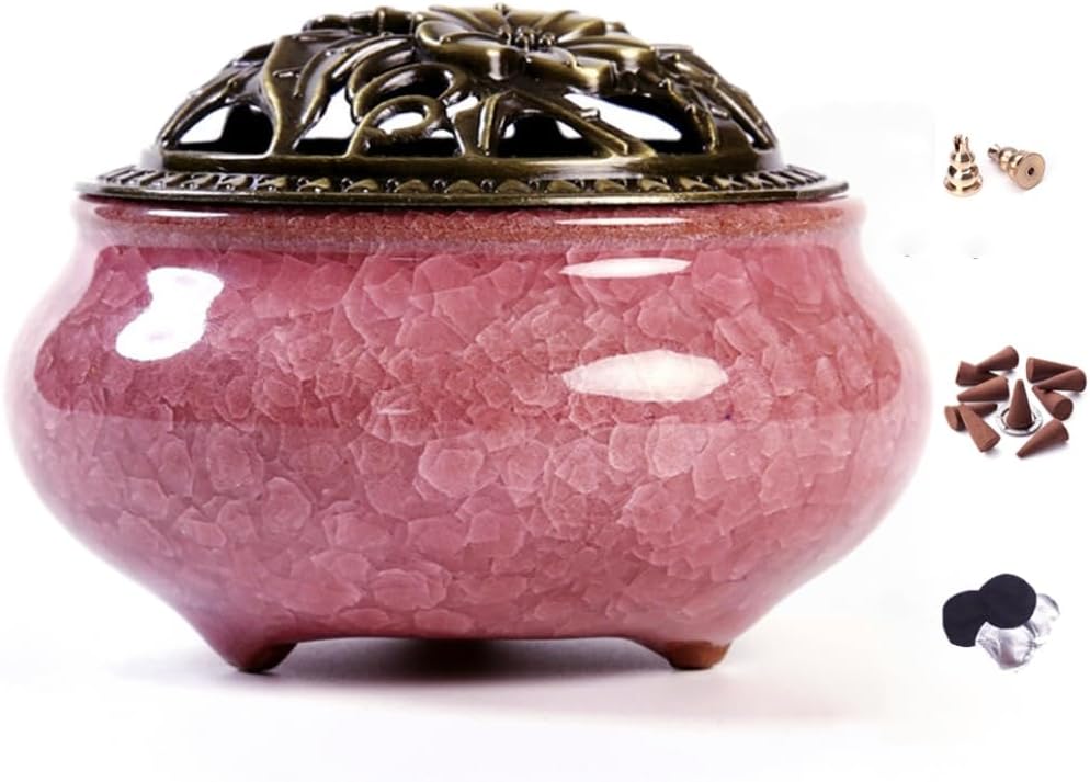 Violet Ceramic Incense Burner with Stick Holder