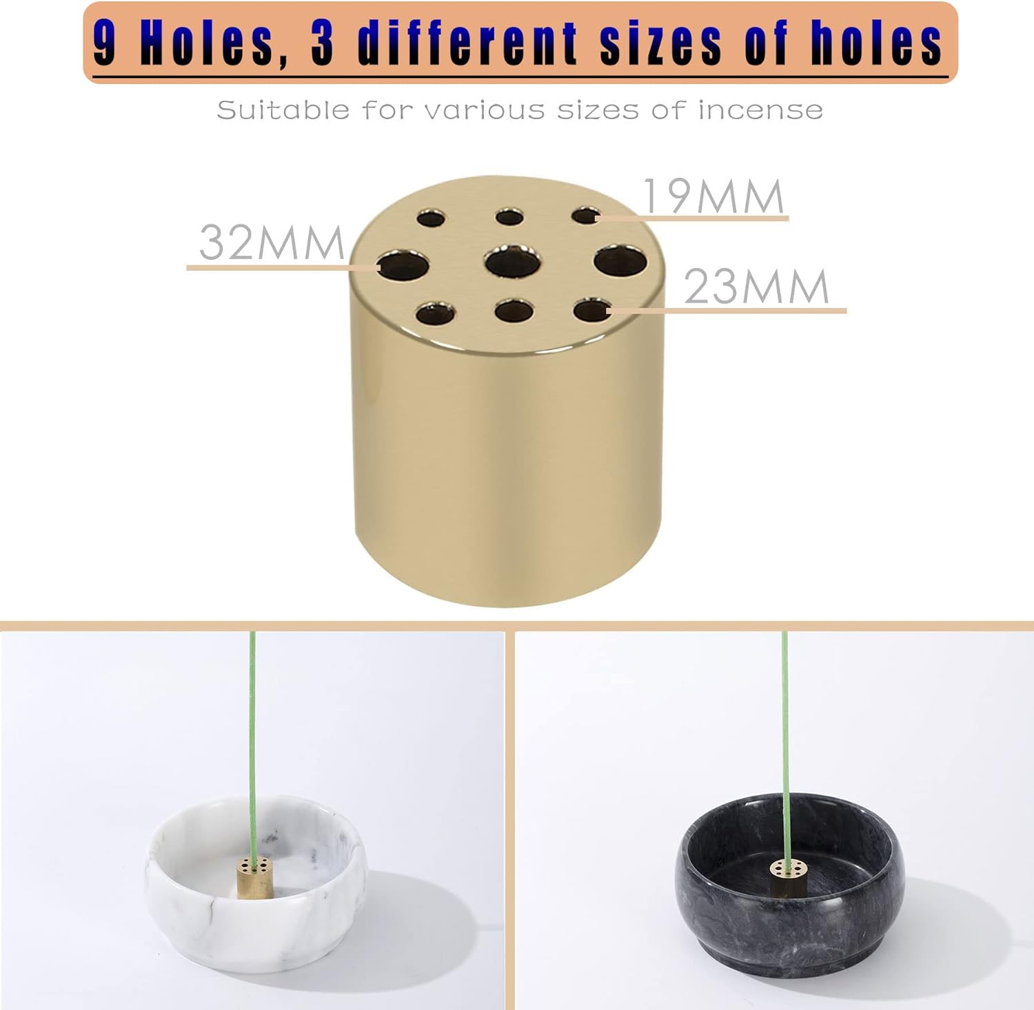 Natural Marble Incense Holder with 9 Holes 1