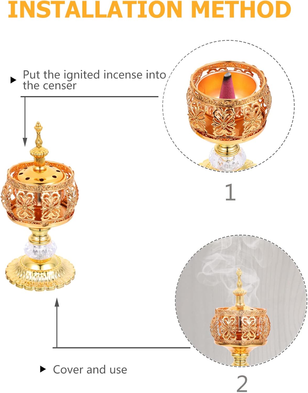 HOMSFOU Vintage Lace Incense Burner Wrought Iron Decor