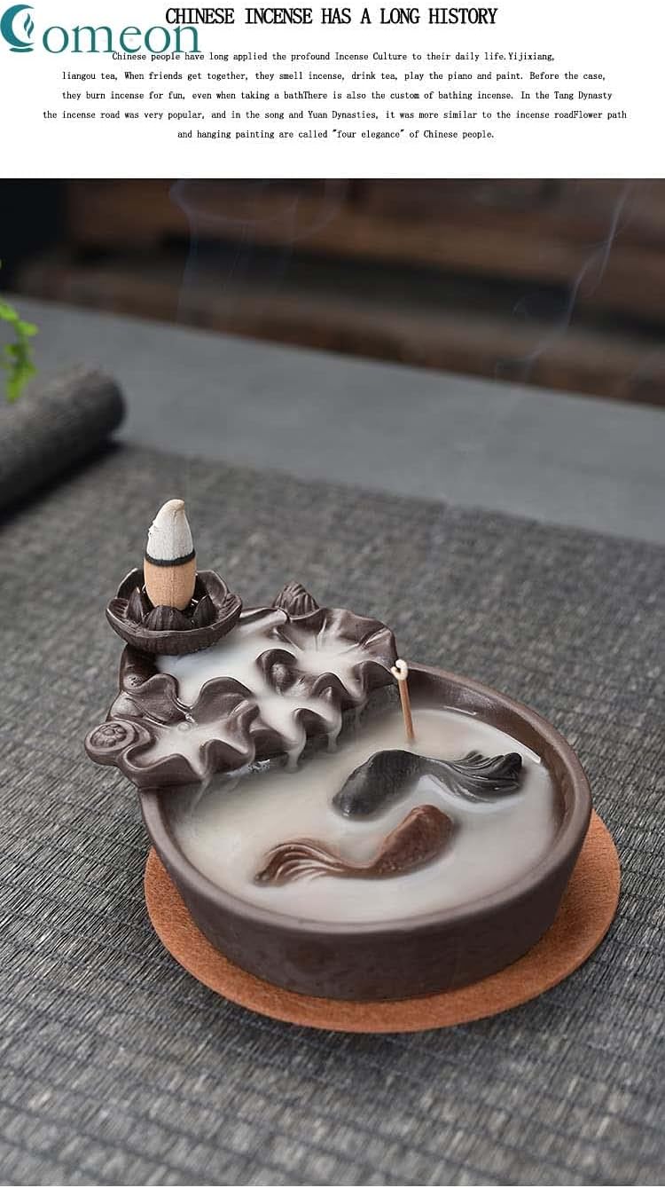 Comeon Two Fishes Incense Holder Ceramic Burner