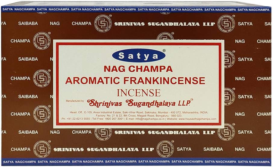 Satya Nag Champa Frankincense Incense Sticks 12 Boxes 15gms Each