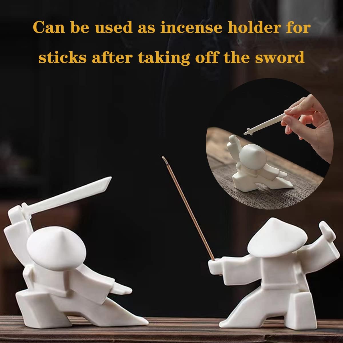 LYART Samurai Statue Incense Holder Tea Pet Decor