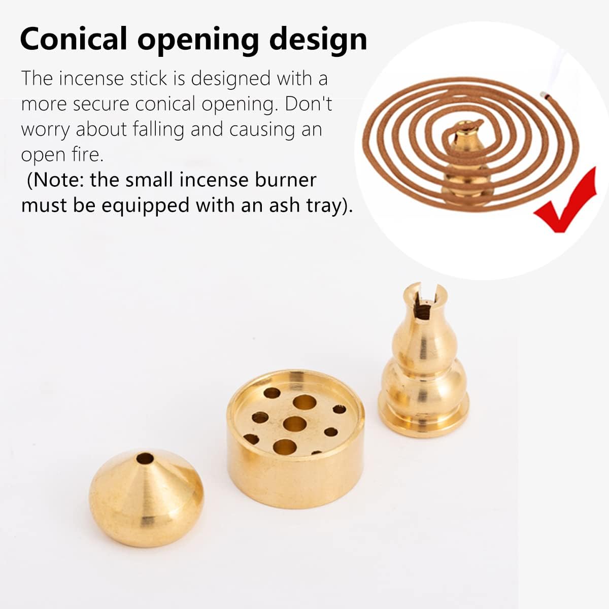 3 in 1 Brass Incense Holder with Easy Emptying Design
