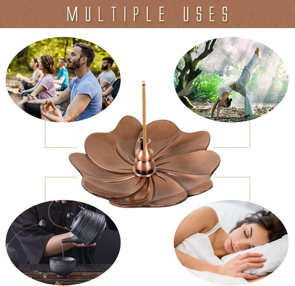 Sakura Flower Incense Holder Set 5Pcs Red Bronze