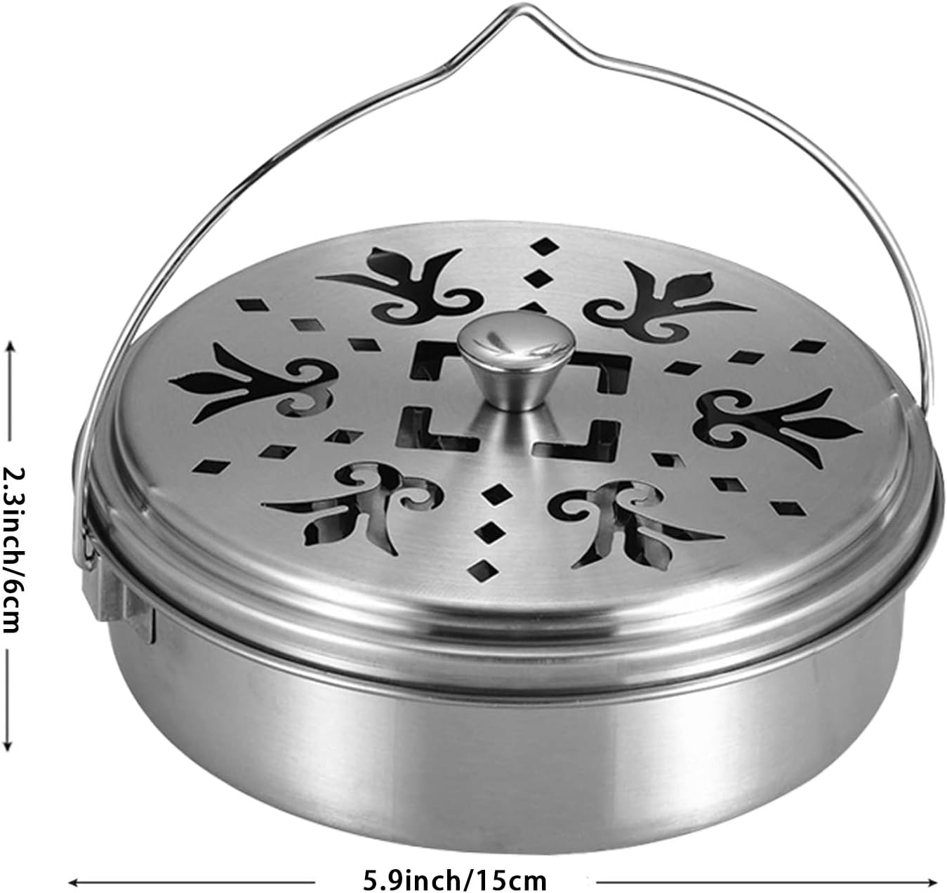 2 Portable Mosquito Coil Holders with Handle Fireproof Incense Burner for Home Silver