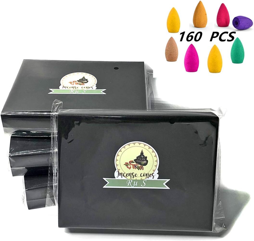 152 Pcs Backflow Incense Cones 8 Mixed Natural Scents