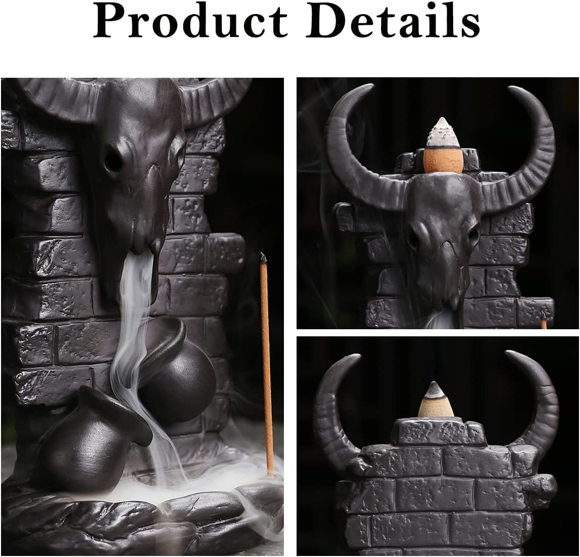 Cone Incense Holder Waterfall - Cool Smoke Backflowing Incense Burner Ceramic Fountain for Sticks and Cones