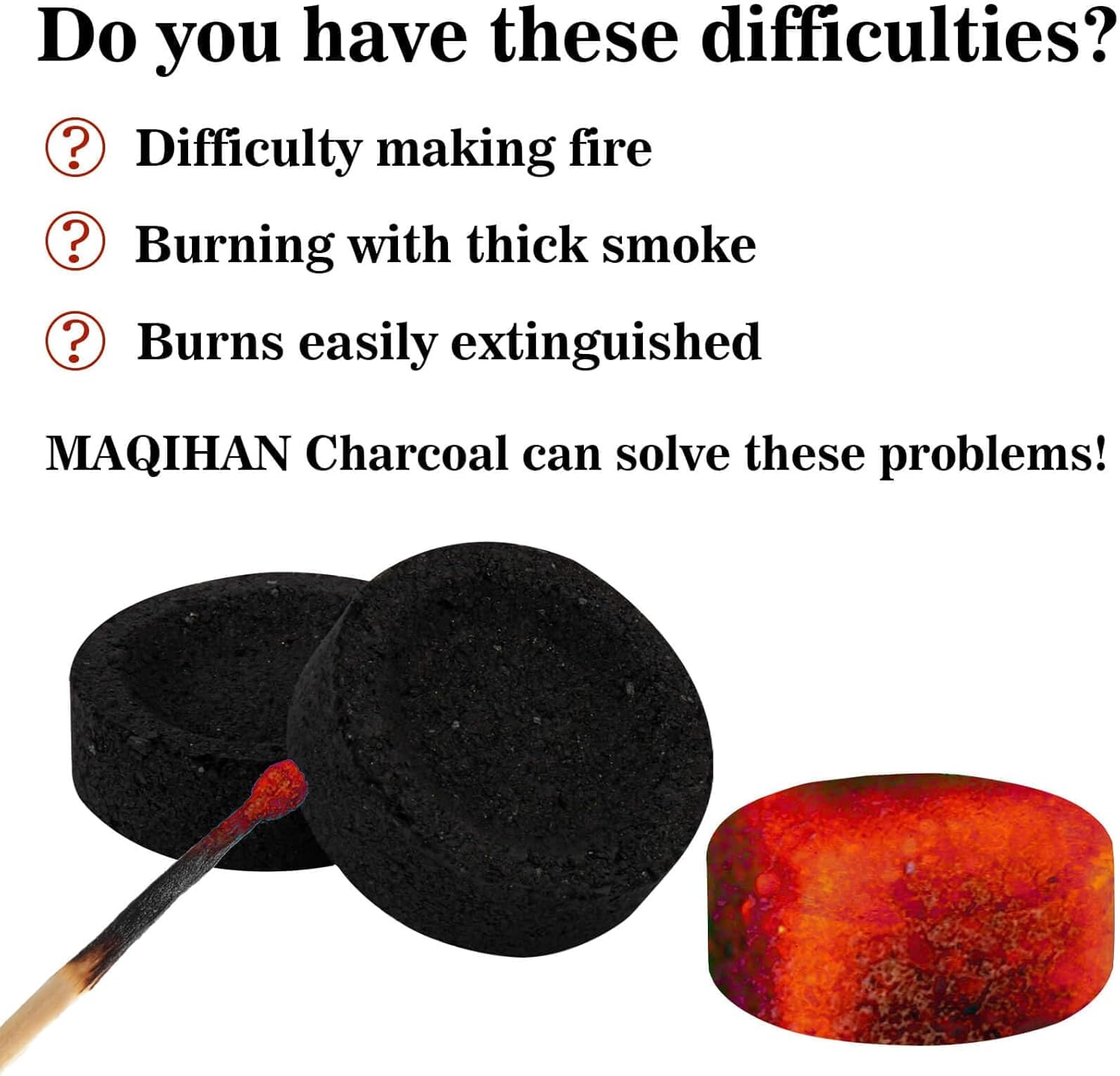 50PCS Incense Charcoal Briquettes - Quick Light Natural Charcoal for Aromatherapy and Resin Burning