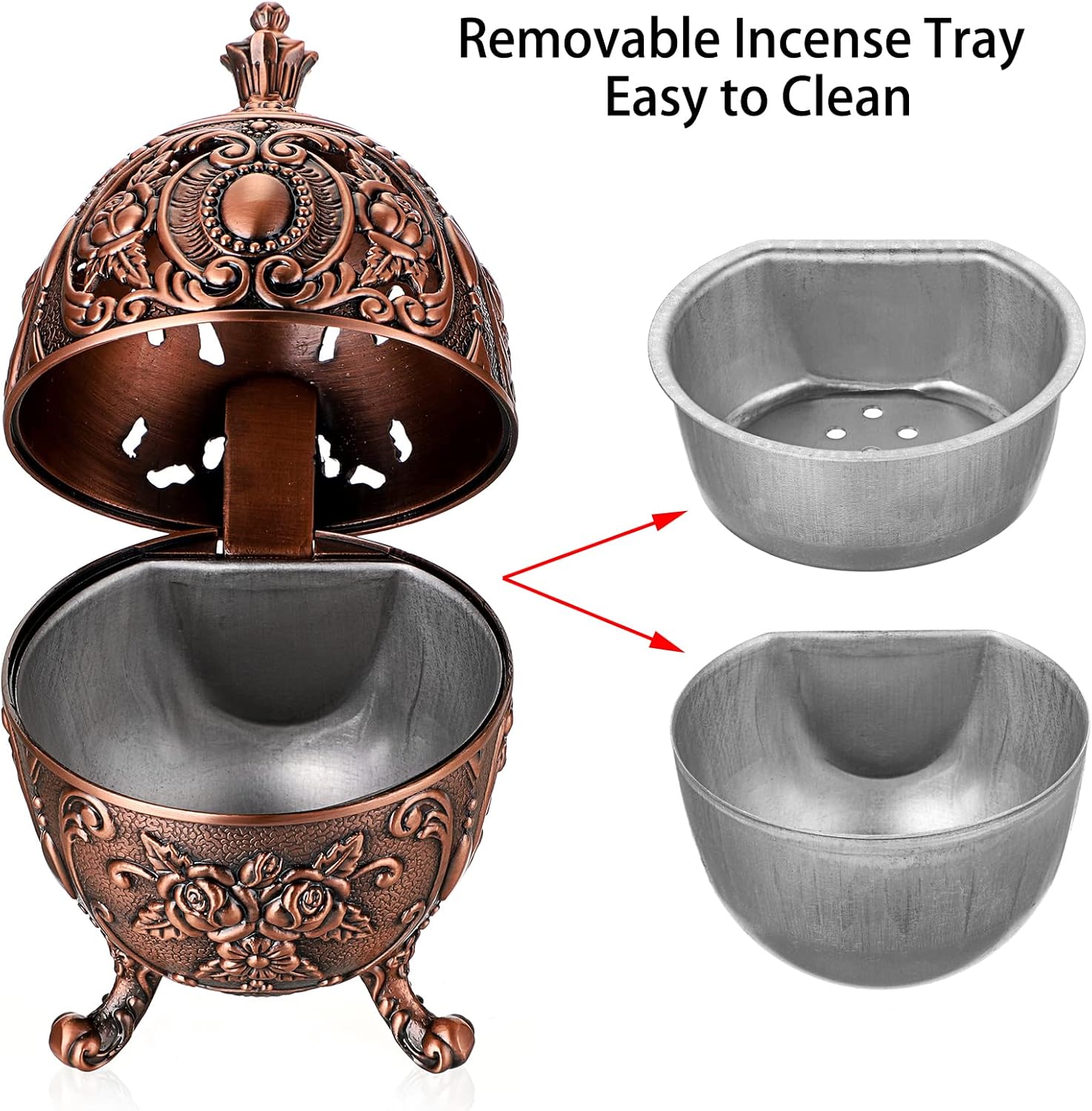 JUXYES Vintage Incense Burner Holder Metal Censer
