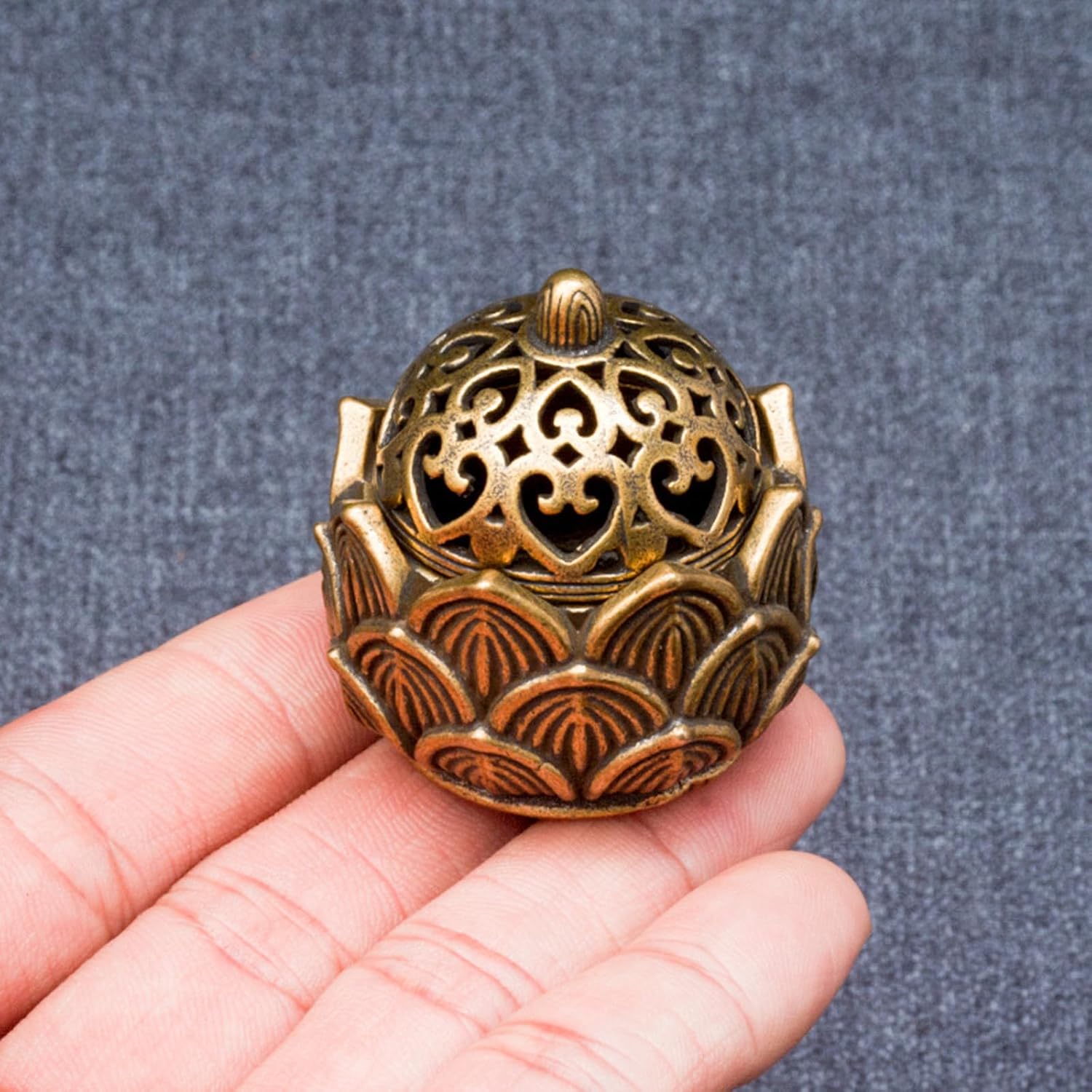2 Pcs Mini Brass Lotus Incense Holder for Home Decor