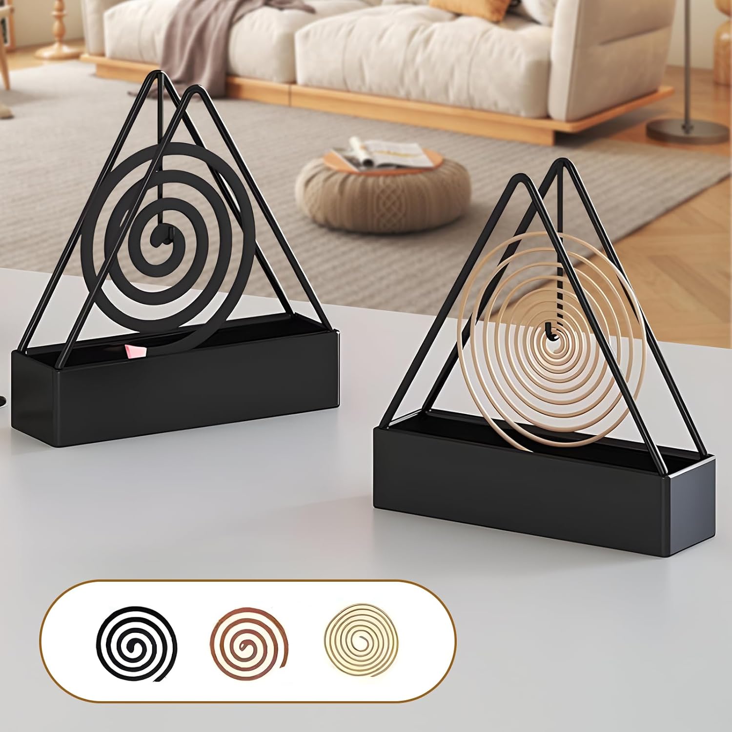2 Pcs Black Iron Mosquito Coil Holder Ash Catcher Decor