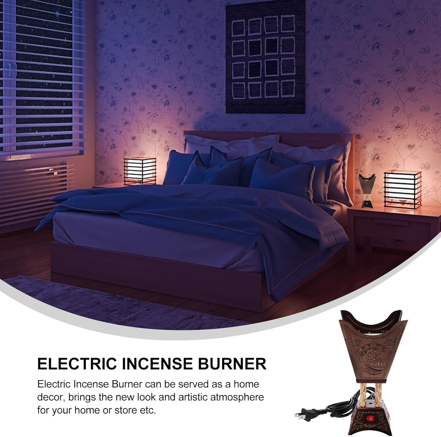 Electric Plug-In Incense Burner with Arabic Design